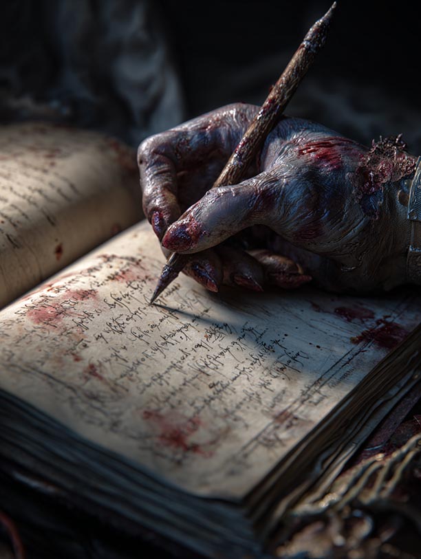 El autor de los relatos firmando a un fan. El autor de los relatos firmando a un fan.